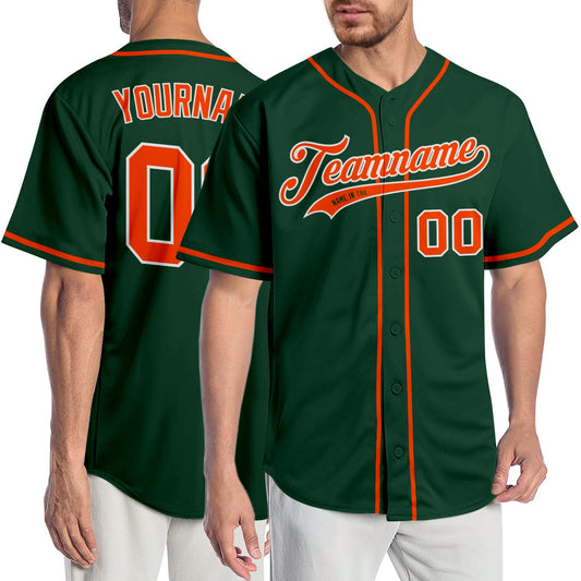 Custom Green Orange-White Authentic Baseball Jersey - Sky-Custom