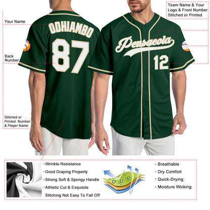 Custom Green White-Cream Authentic Baseball Jersey - Sky-Custom