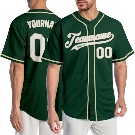 Custom Green White-Cream Authentic Baseball Jersey - Sky-Custom