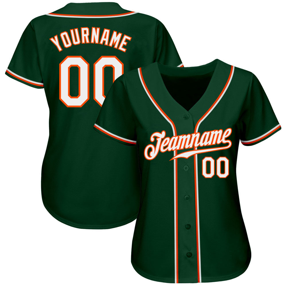 Custom Green White-Orange Authentic Baseball Jersey - Sky-Custom