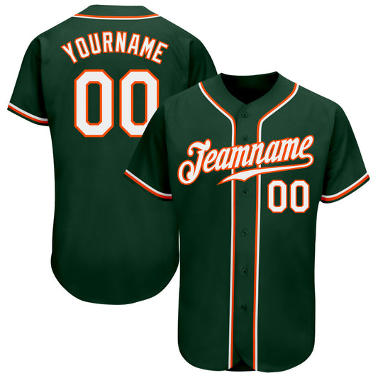 Custom Green White-Orange Authentic Baseball Jersey - Sky-Custom