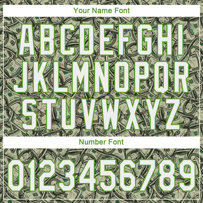 Custom Green White-Neon Green 3D Pattern Design Dollar Authentic Baseball Jersey - Sky-Custom