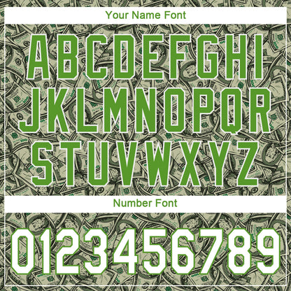 Custom Green White-Neon Green 3D Pattern Design Dollar Authentic Baseball Jersey - Sky-Custom