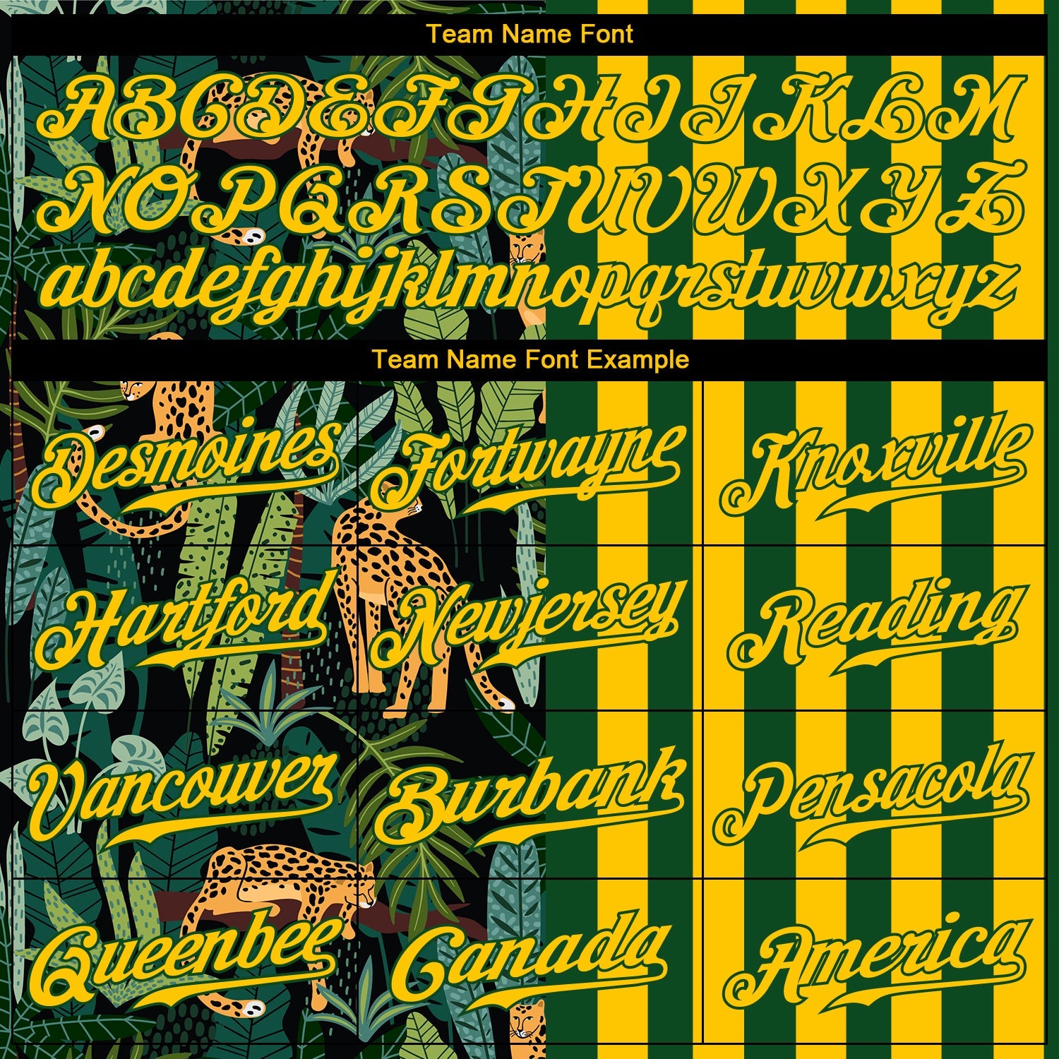Custom Green Gold-Black 3D Pattern Design Leopards And Tropical Palm Leaves Authentic Baseball Jersey - Sky-Custom