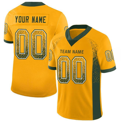 Custom Gold Green-White Mesh Drift Fashion Football Jersey - Sky-Custom