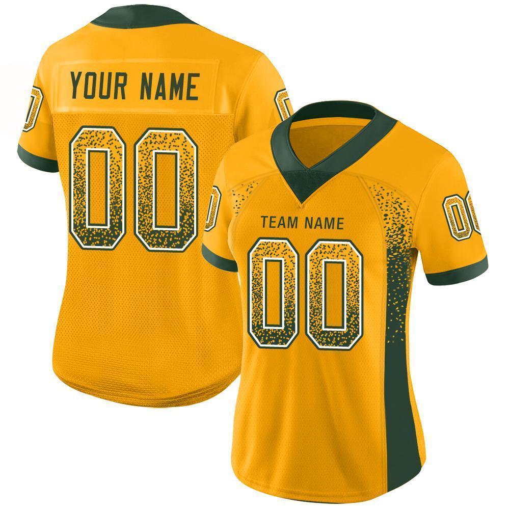 Custom Gold Green-White Mesh Drift Fashion Football Jersey - Sky-Custom