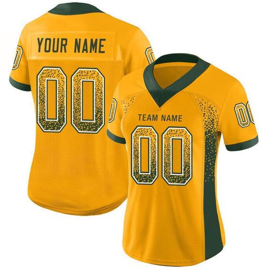 Custom Gold Green-White Mesh Drift Fashion Football Jersey - Sky-Custom