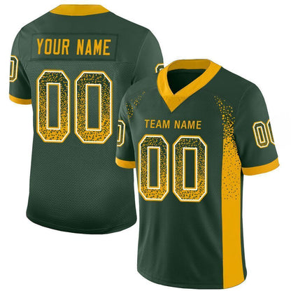 Custom Green Gold-White Mesh Drift Fashion Football Jersey - Sky-Custom