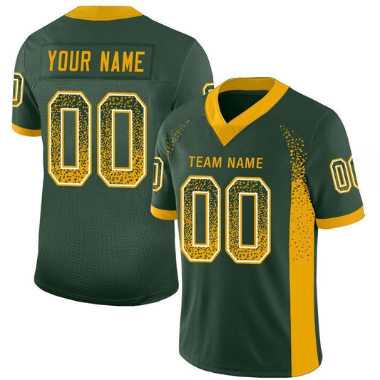 Custom Green Gold-White Mesh Drift Fashion Football Jersey - Sky-Custom