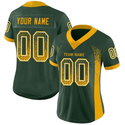 Custom Green Gold-White Mesh Drift Fashion Football Jersey - Sky-Custom