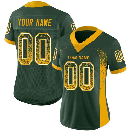 Custom Green Gold-White Mesh Drift Fashion Football Jersey - Sky-Custom