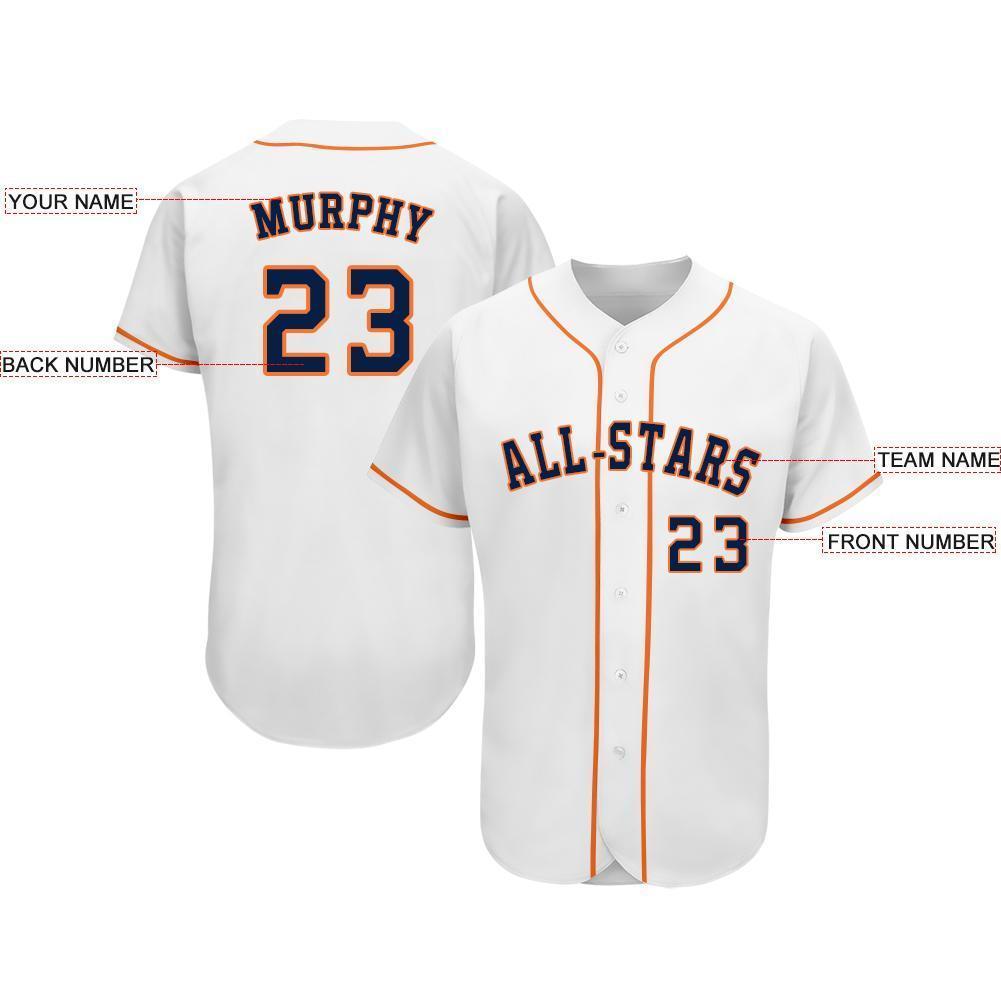 Custom White Navy-Orange Baseball Jersey - Sky-Custom