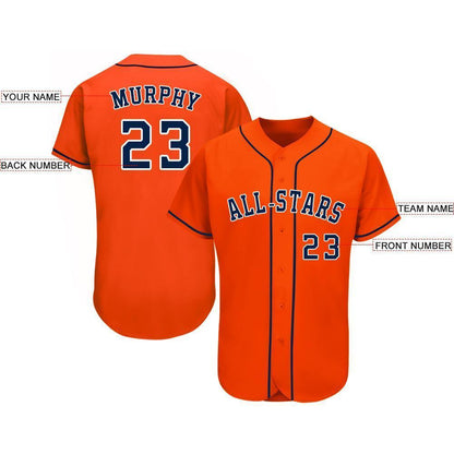Custom Orange Navy-White Baseball Jersey - Sky-Custom