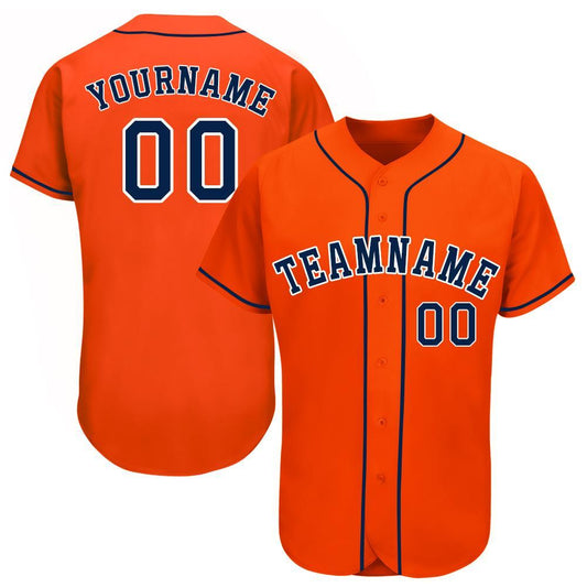 Custom Orange Navy-White Baseball Jersey - Sky-Custom
