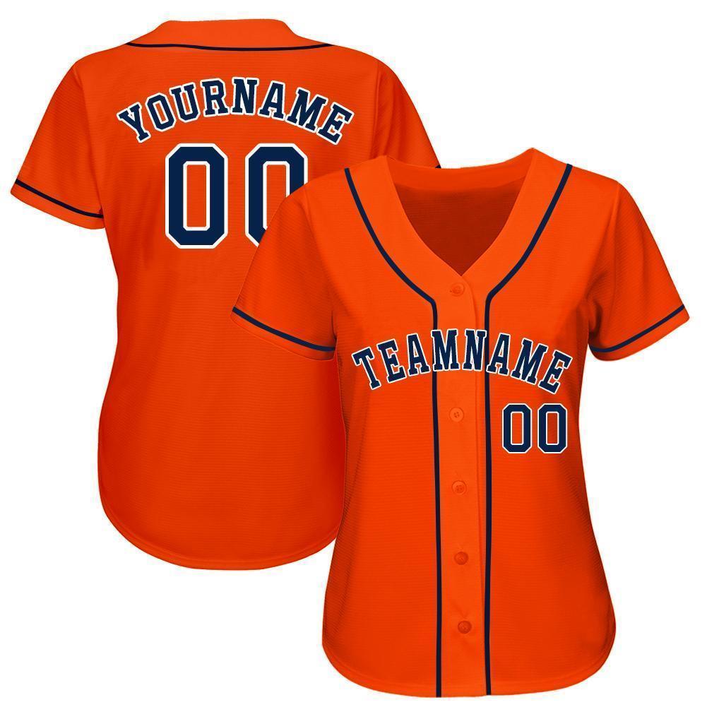 Custom Orange Navy-White Baseball Jersey - Sky-Custom