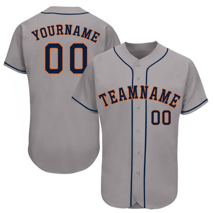 Custom Gray Navy-Orange Baseball Jersey - Sky-Custom
