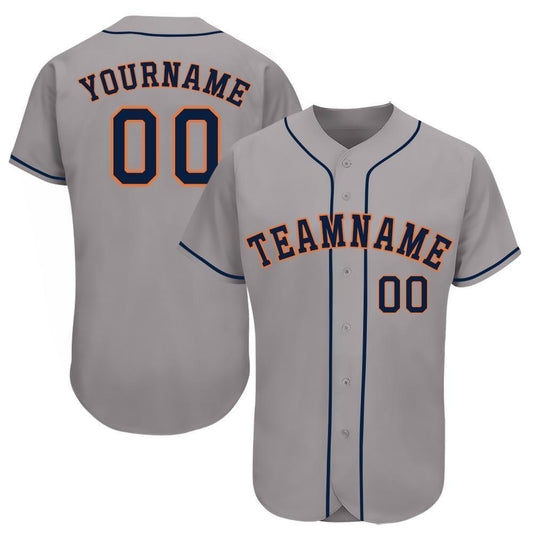 Custom Gray Navy-Orange Baseball Jersey - Sky-Custom