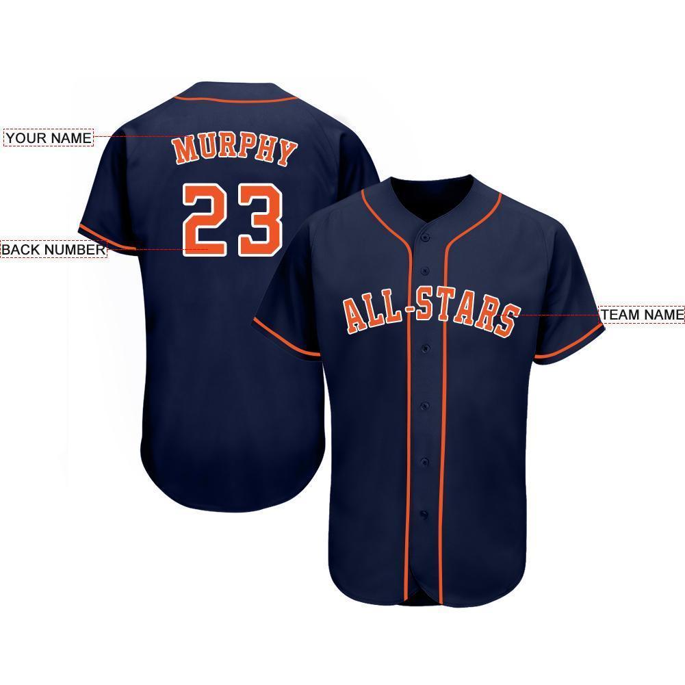 Custom Navy Orange-White Baseball Jersey - Sky-Custom