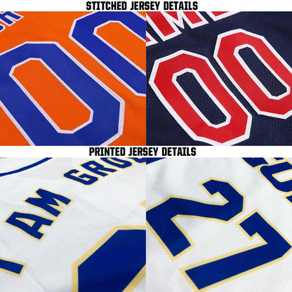 Custom Navy Orange-White Baseball Jersey - Sky-Custom