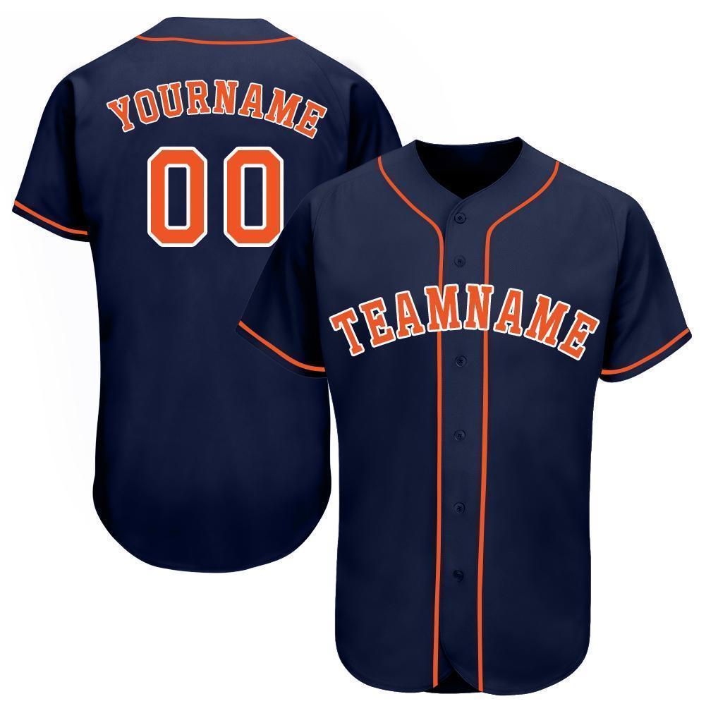 Custom Navy Orange-White Baseball Jersey - Sky-Custom