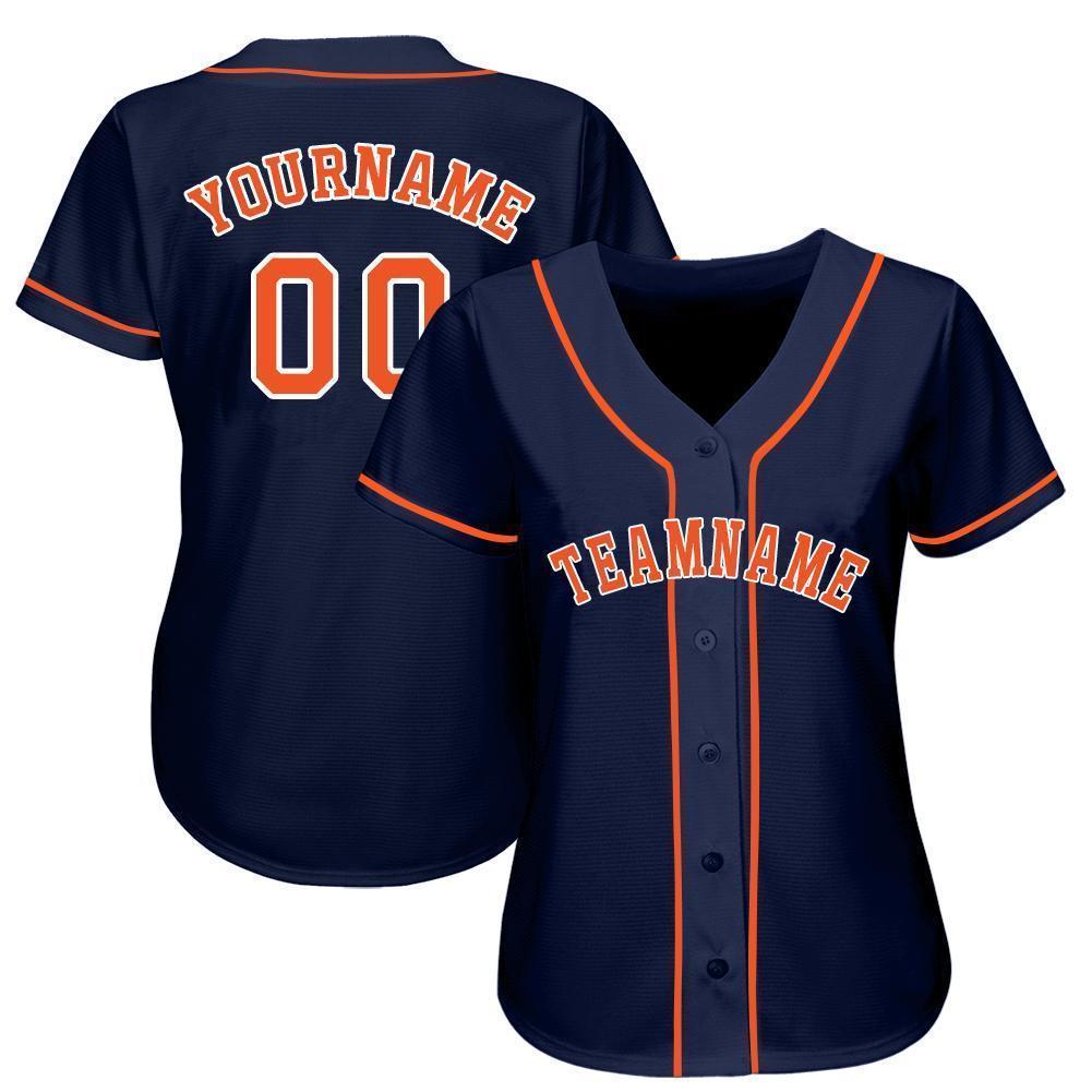 Custom Navy Orange-White Baseball Jersey - Sky-Custom