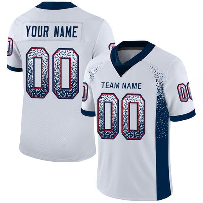 Custom White Navy-Red Mesh Drift Fashion Football Jersey - Sky-Custom