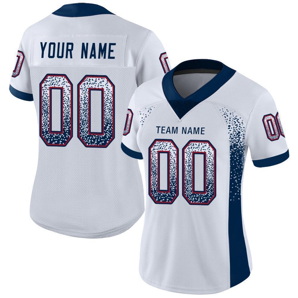 Custom White Navy-Red Mesh Drift Fashion Football Jersey - Sky-Custom