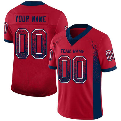 Custom Red Navy-White Mesh Drift Fashion Football Jersey - Sky-Custom