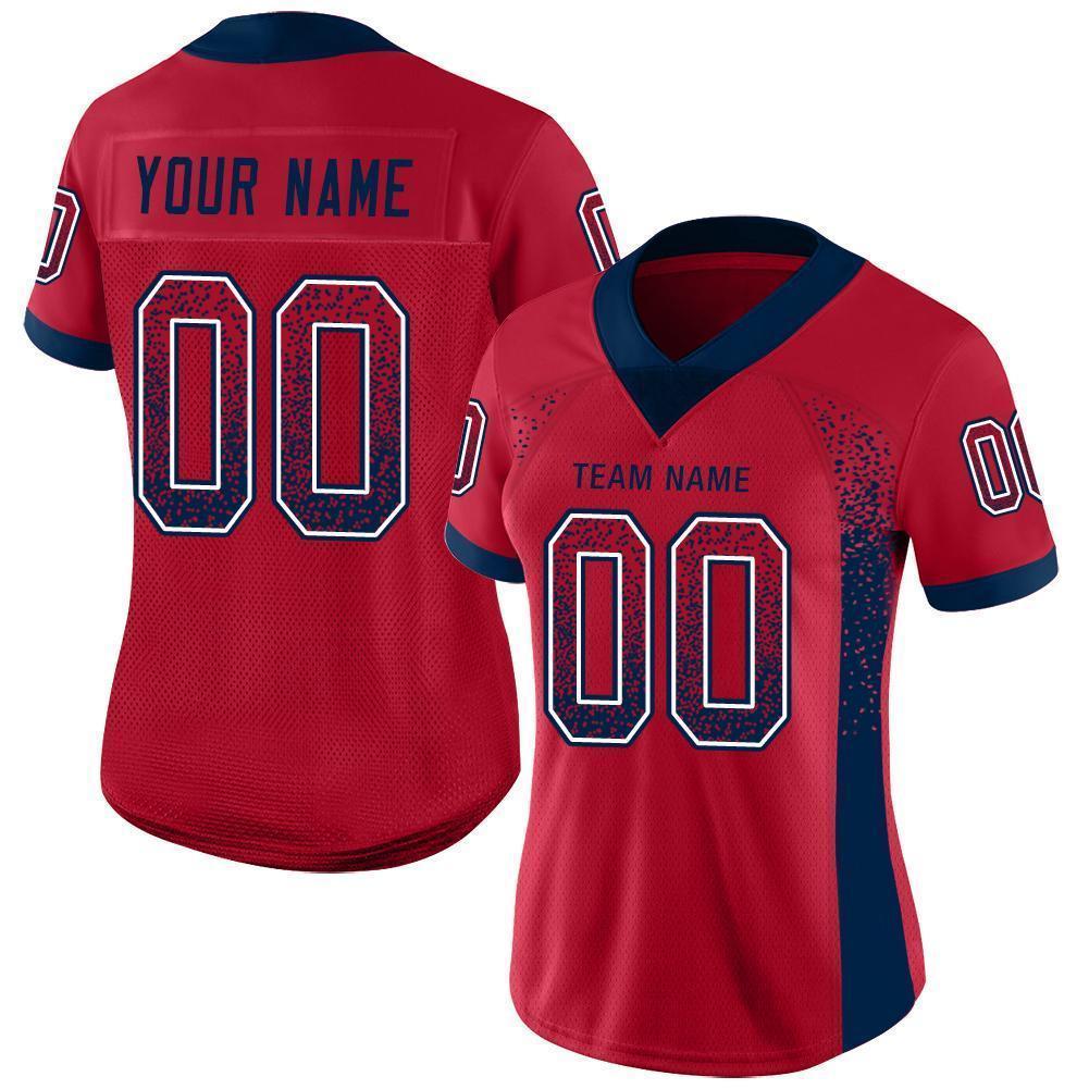 Custom Red Navy-White Mesh Drift Fashion Football Jersey - Sky-Custom