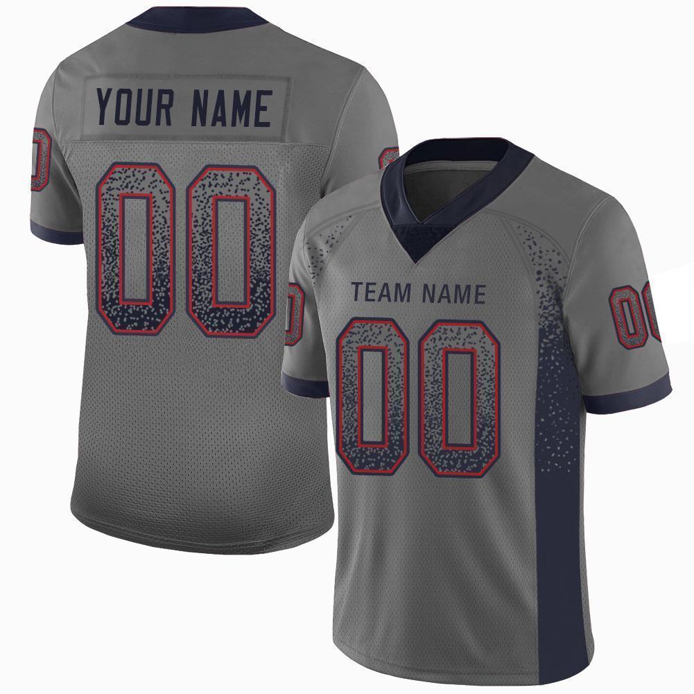 Custom Gray Navy-Red Mesh Drift Fashion Football Jersey - Sky-Custom