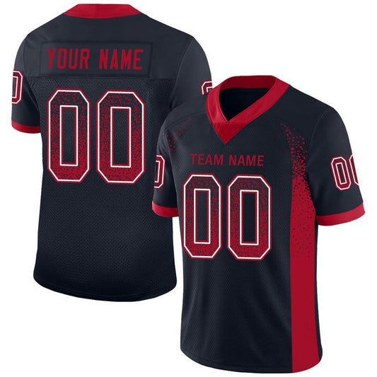 Custom Navy Red-White Mesh Drift Fashion Football Jersey - Sky-Custom