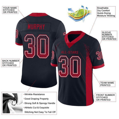 Custom Navy Red-White Mesh Drift Fashion Football Jersey - Sky-Custom