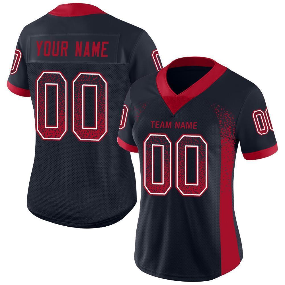 Custom Navy Red-White Mesh Drift Fashion Football Jersey - Sky-Custom
