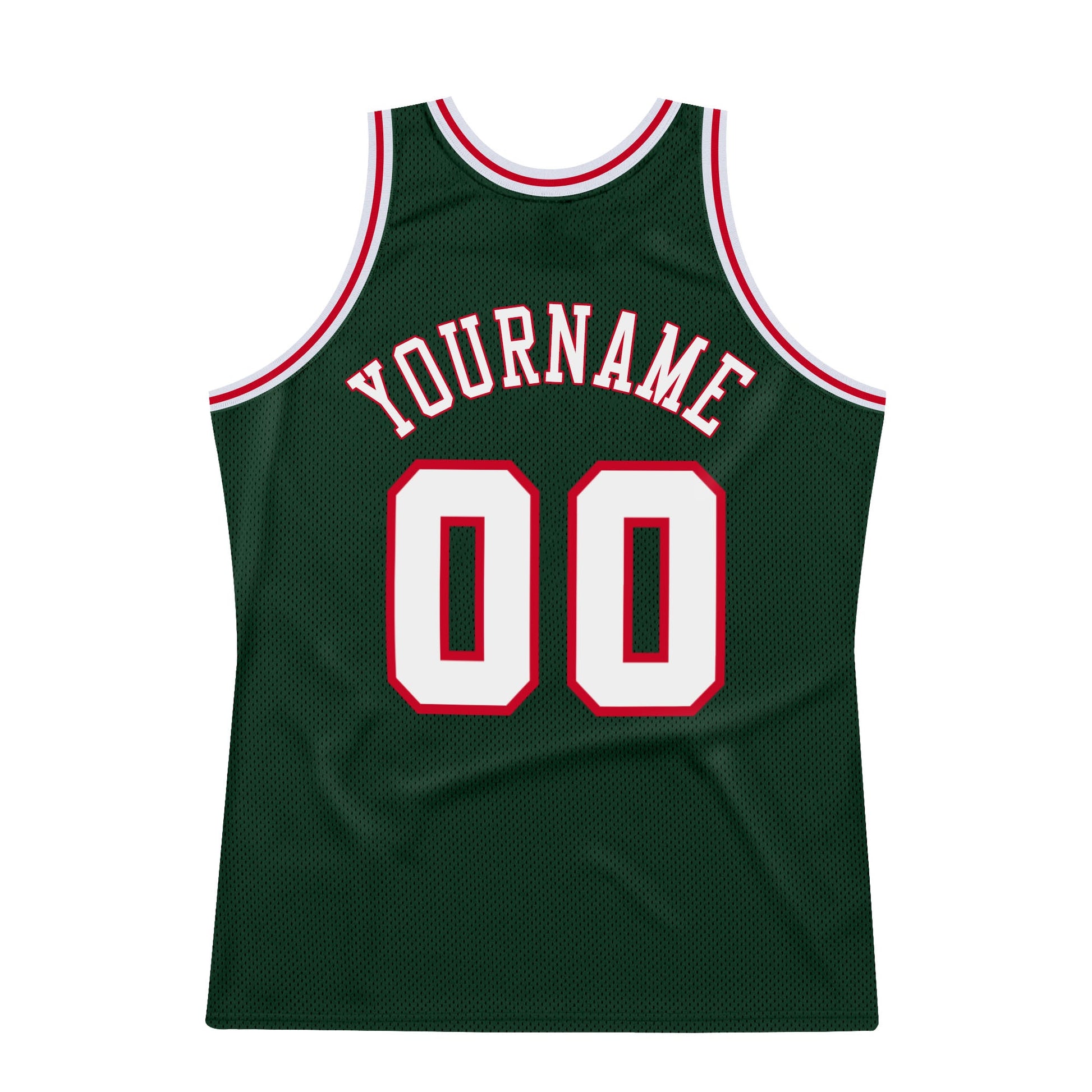 Custom Hunter Green White-Red Authentic Throwback Basketball Jersey - Sky-Custom