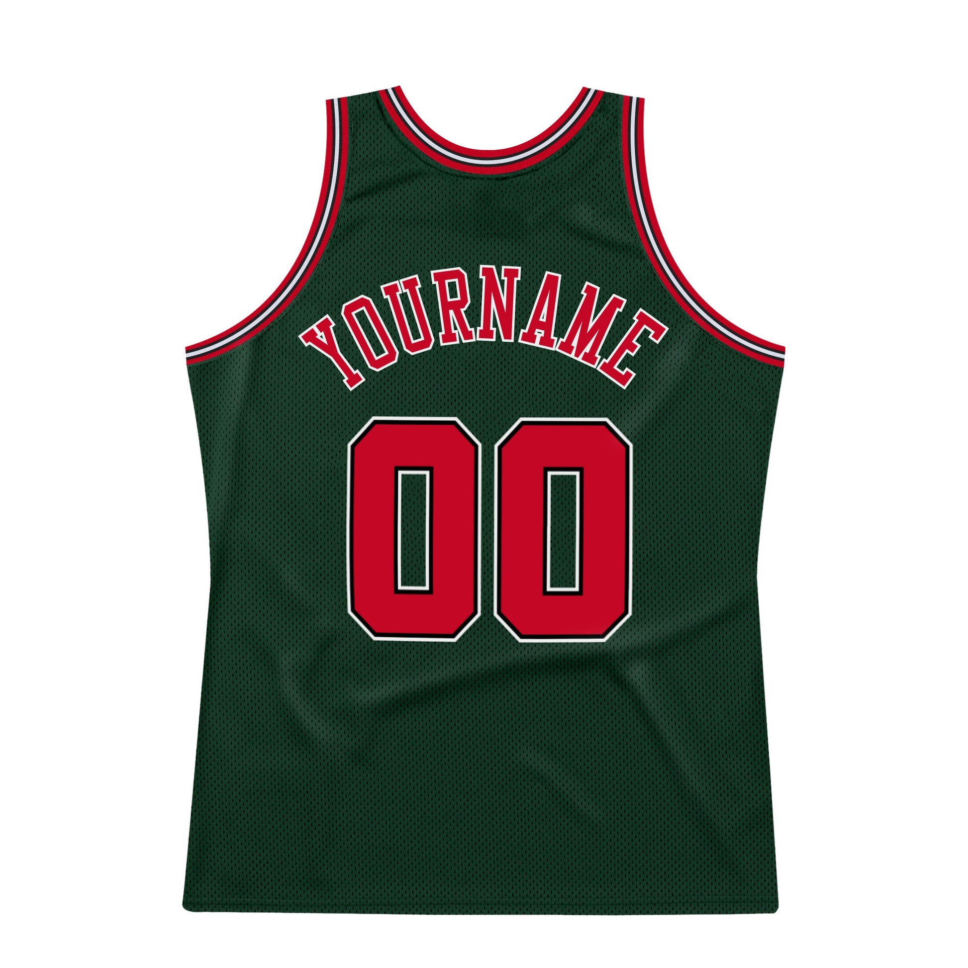 Custom Hunter Green Red-Black Authentic Throwback Basketball Jersey - Sky-Custom