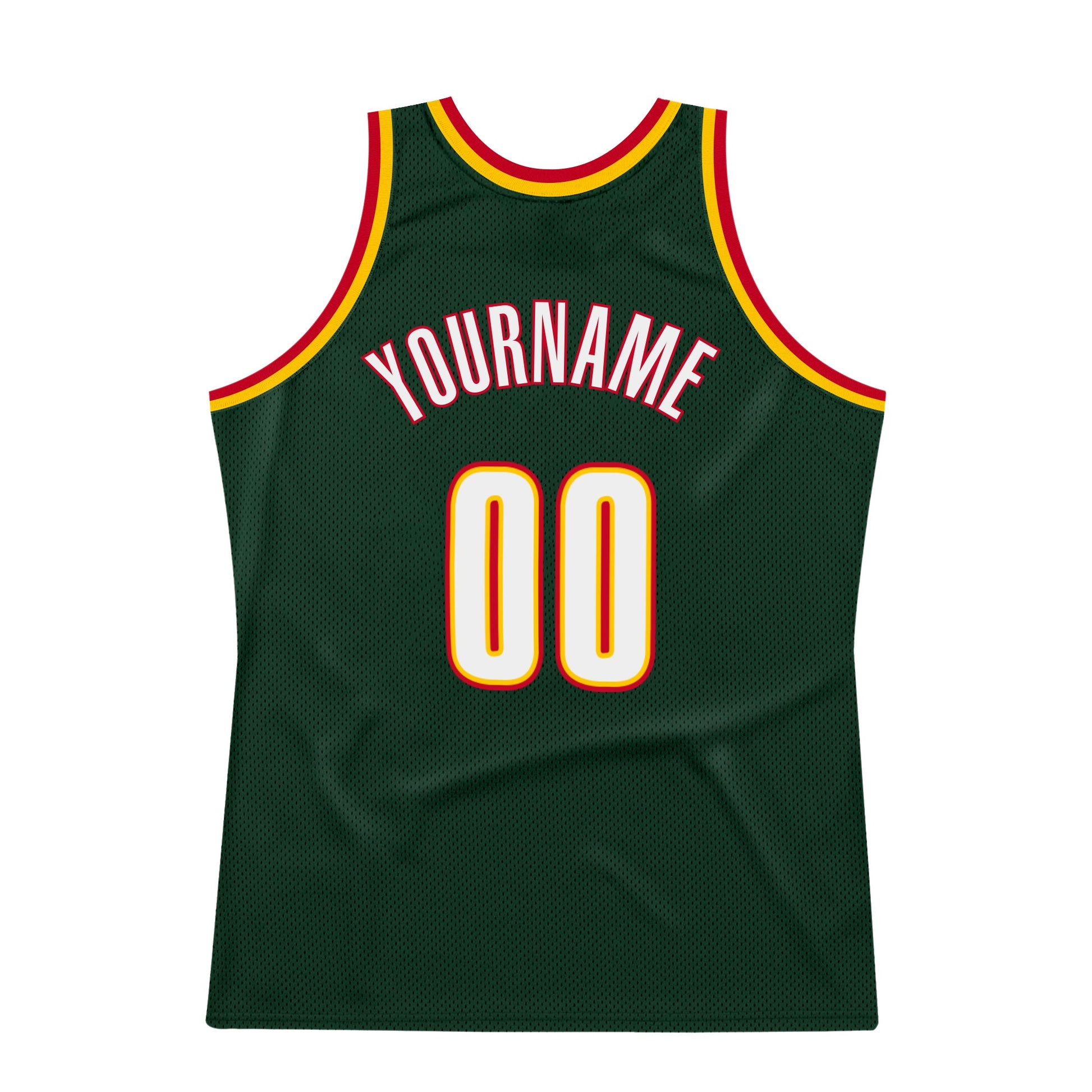 Custom Hunter Green White-Red Authentic Throwback Basketball Jersey - Sky-Custom