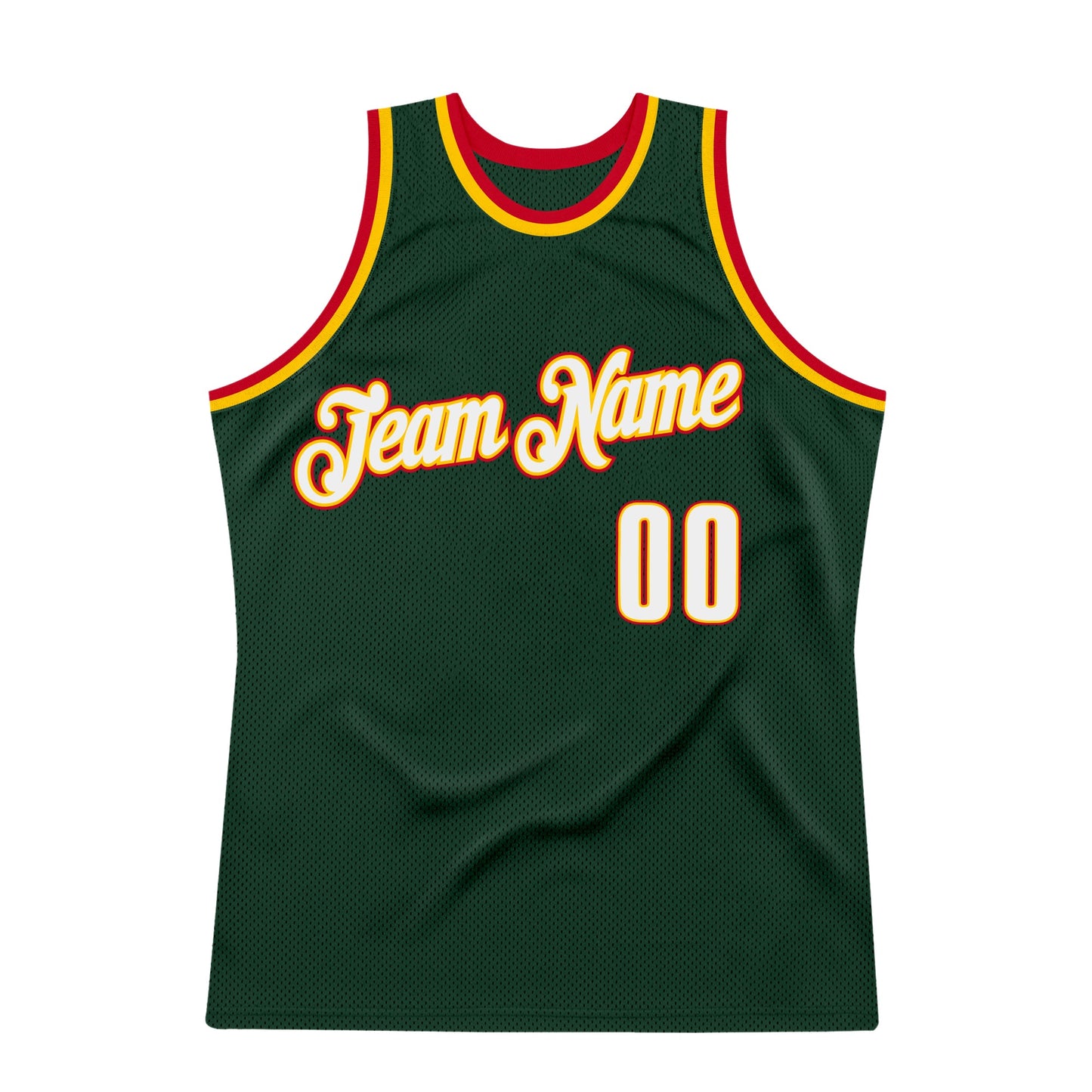 Custom Hunter Green White-Red Authentic Throwback Basketball Jersey - Sky-Custom