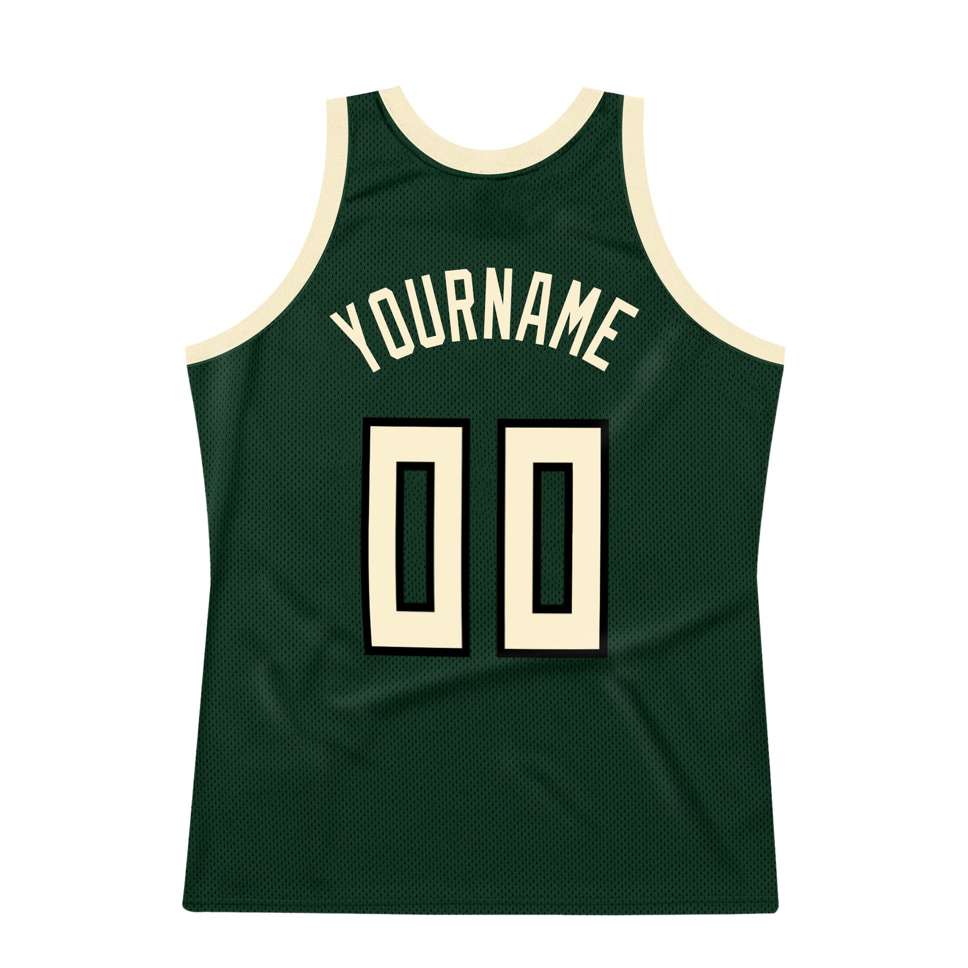 Custom Hunter Green Cream-Black Authentic Throwback Basketball Jersey - Sky-Custom