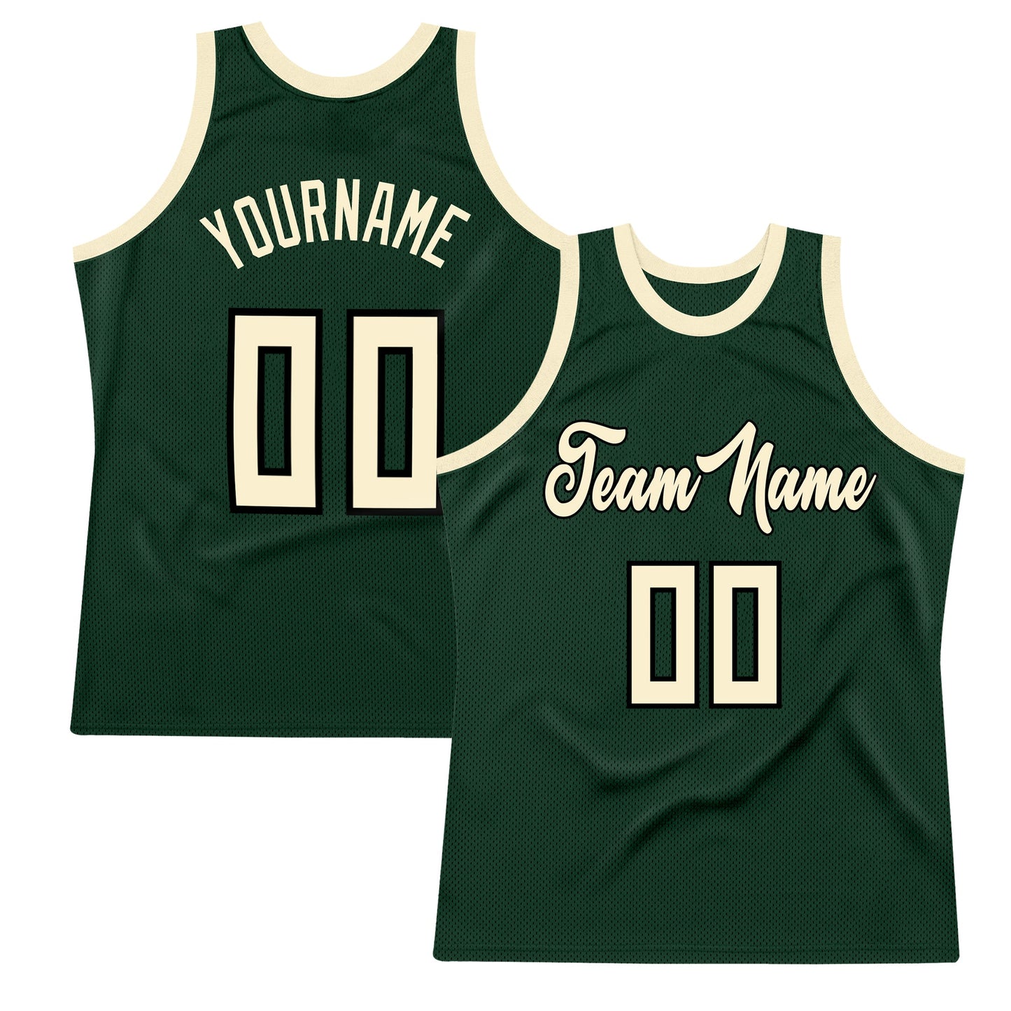 Custom Hunter Green Cream-Black Authentic Throwback Basketball Jersey - Sky-Custom