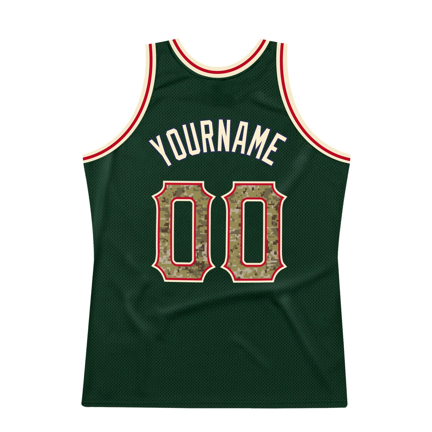 Custom Hunter Green Camo-Cream Authentic Throwback Basketball Jersey - Sky-Custom