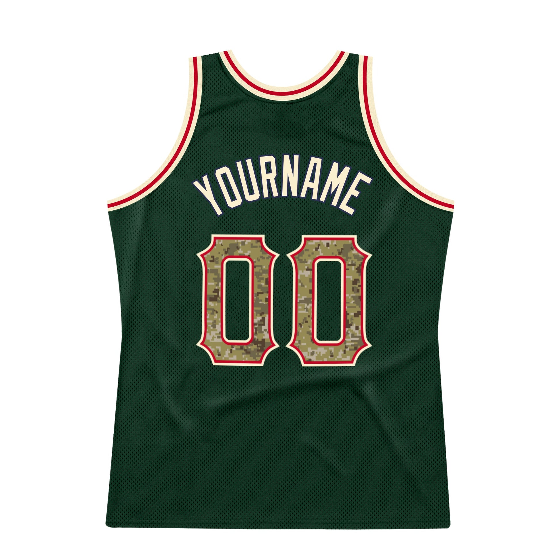 Custom Hunter Green Camo-Cream Authentic Throwback Basketball Jersey - Sky-Custom