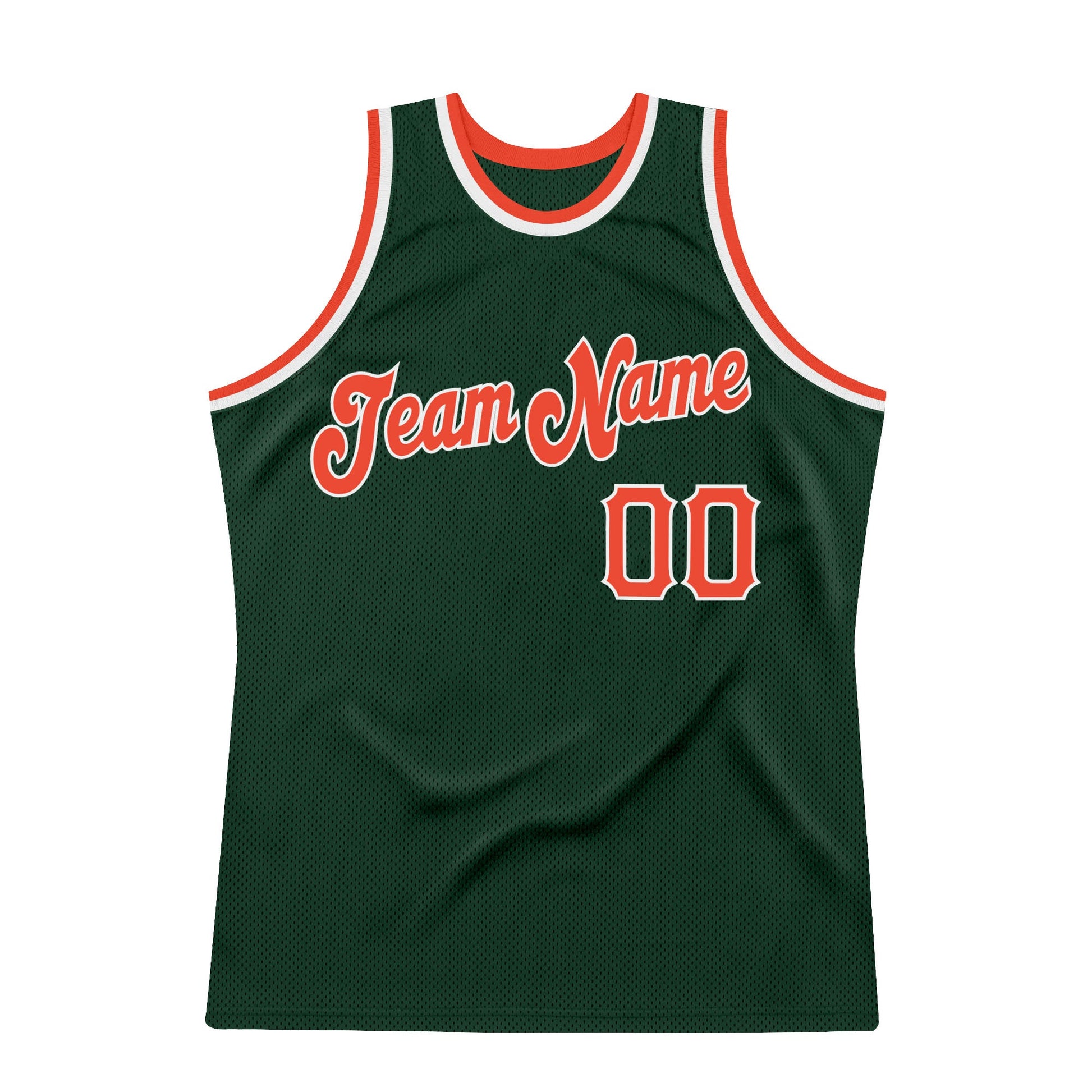 Custom Hunter Green Orange-White Authentic Throwback Basketball Jersey - Sky-Custom