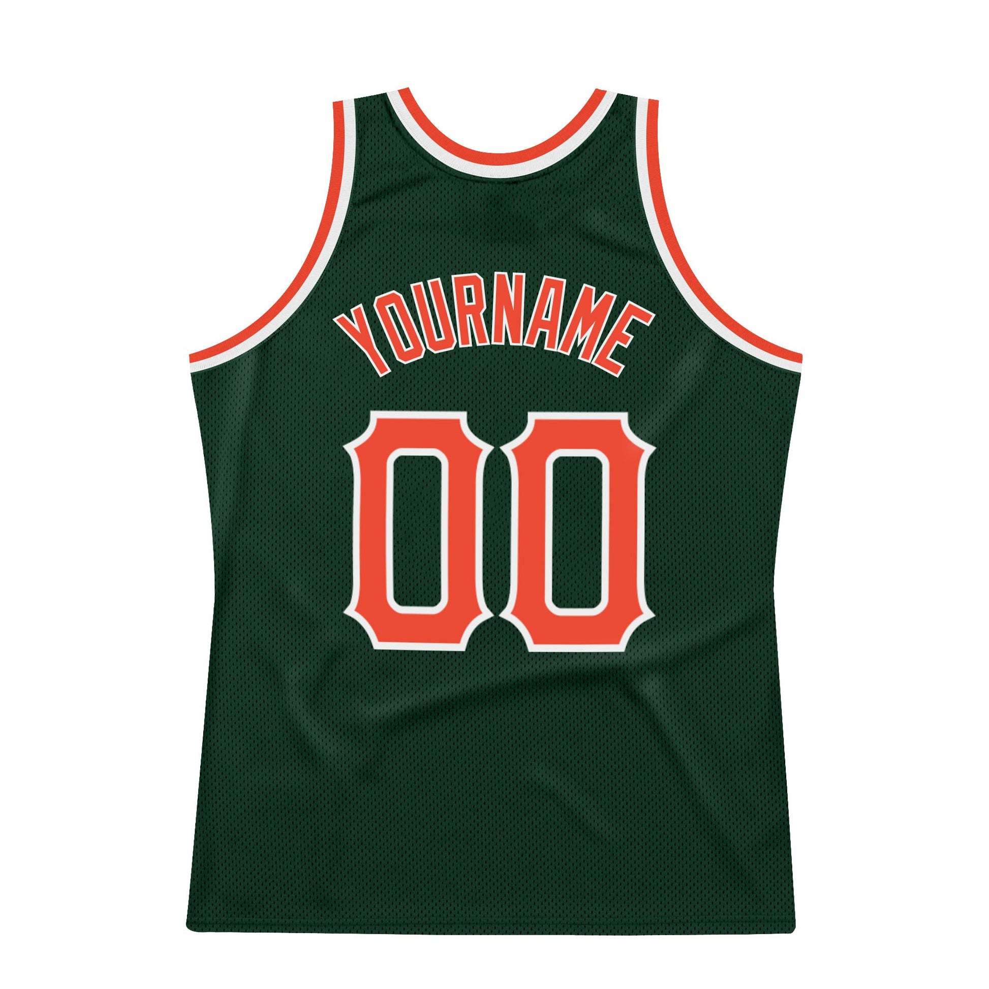 Custom Hunter Green Orange-White Authentic Throwback Basketball Jersey - Sky-Custom