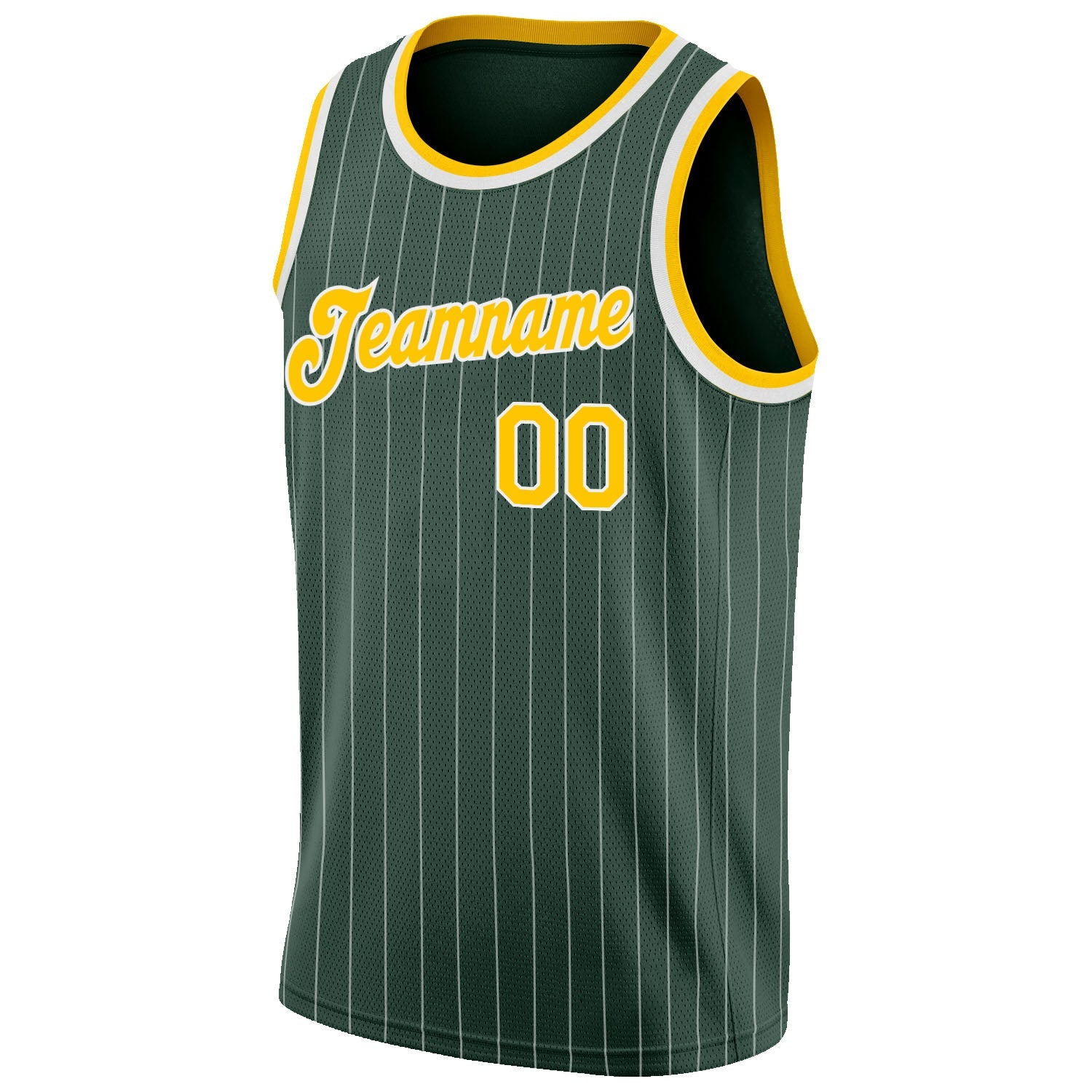 Custom Hunter Green White Pinstripe Gold-White Authentic Basketball Jersey - Sky-Custom