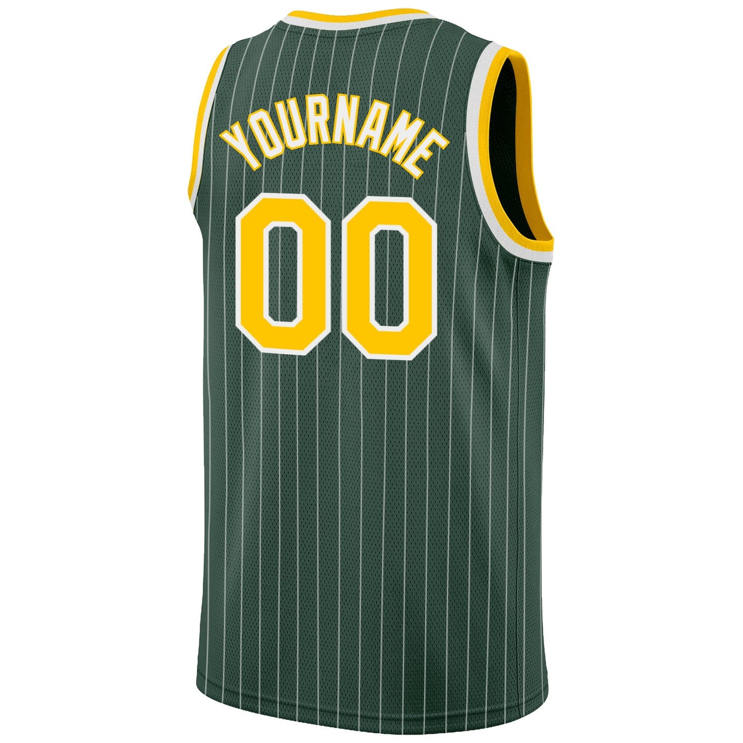 Custom Hunter Green White Pinstripe Gold-White Authentic Basketball Jersey - Sky-Custom