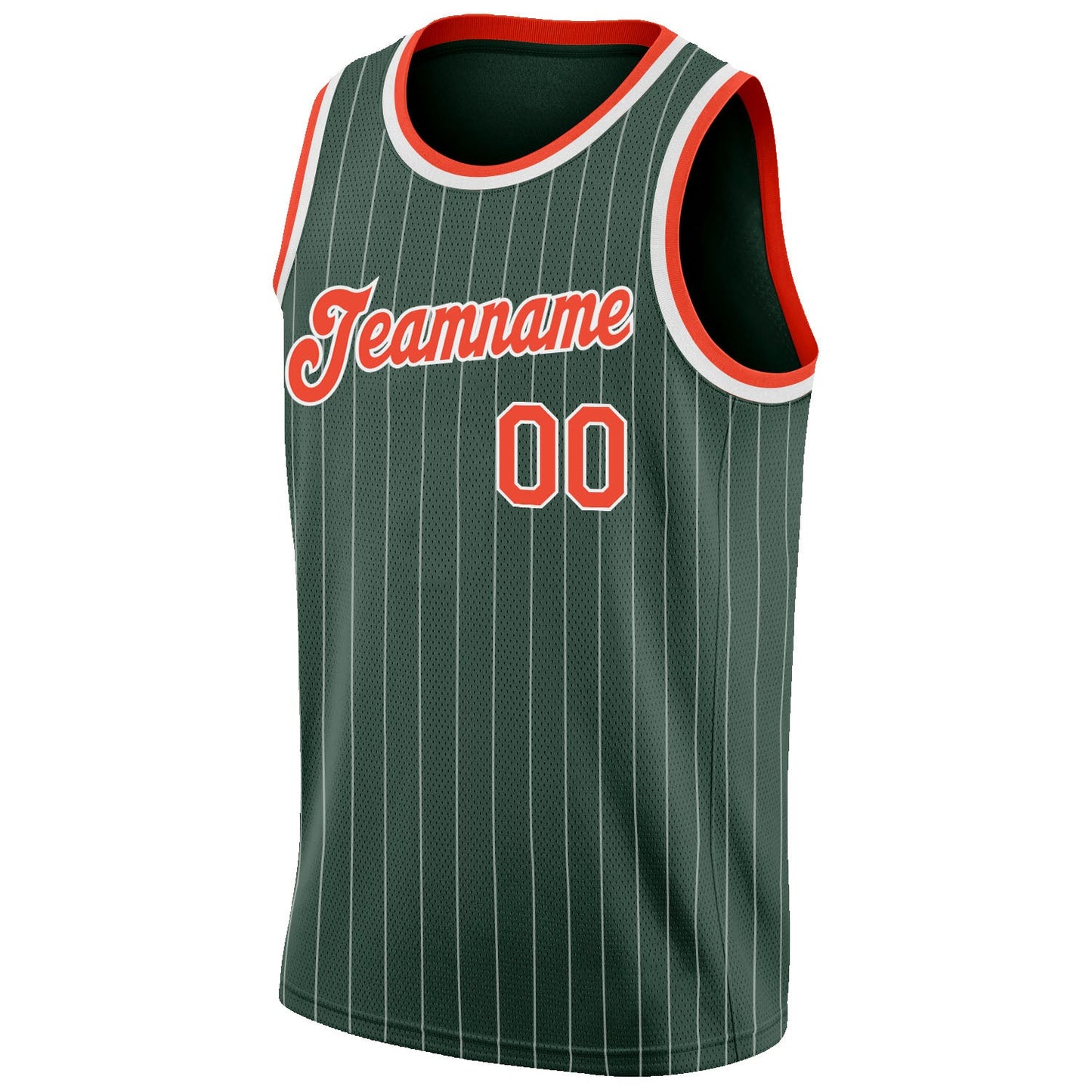 Custom Hunter Green White Pinstripe Orange-White Authentic Basketball Jersey - Sky-Custom