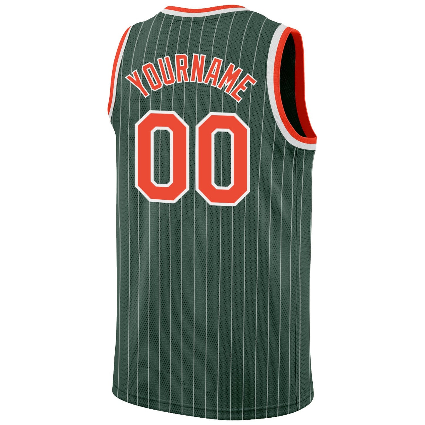 Custom Hunter Green White Pinstripe Orange-White Authentic Basketball Jersey - Sky-Custom