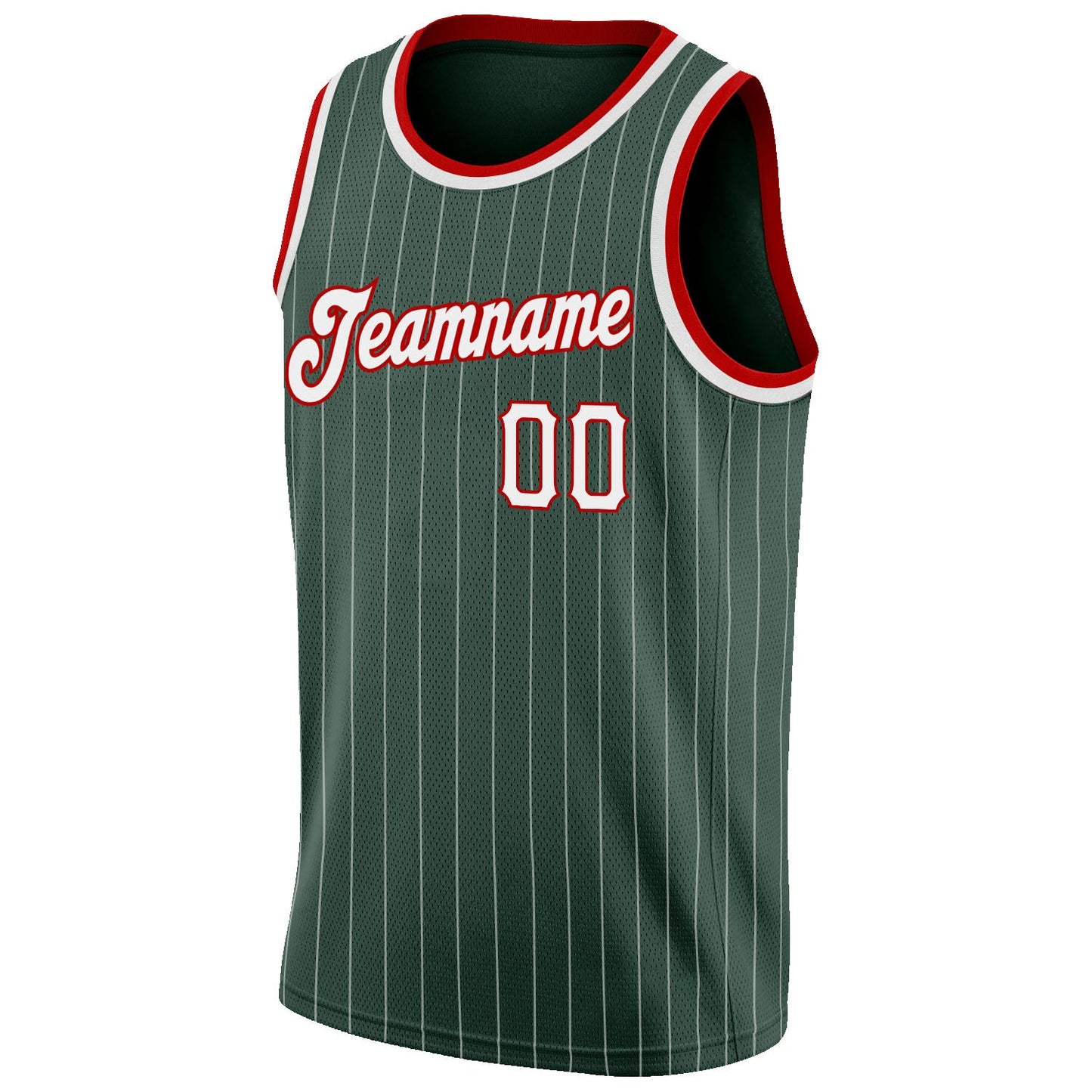 Custom Hunter Green White Pinstripe White-Red Authentic Basketball Jersey - Sky-Custom