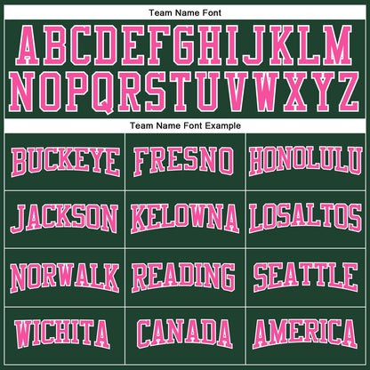 Custom Hunter Green Pink-White Authentic Throwback Basketball Jersey - Sky-Custom