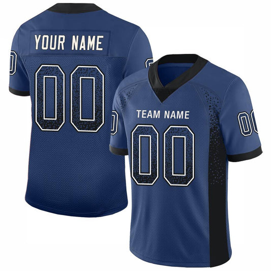 Custom Royal Black-White Mesh Drift Fashion Football Jersey - Sky-Custom